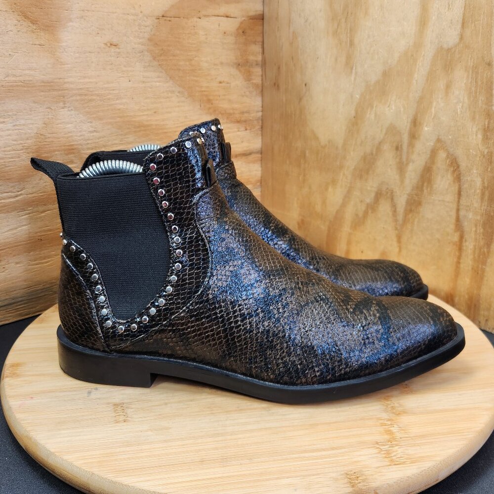Zara Womens Brown Snakeskin Print Ankle Boots Size 37 US 6.5 Booties